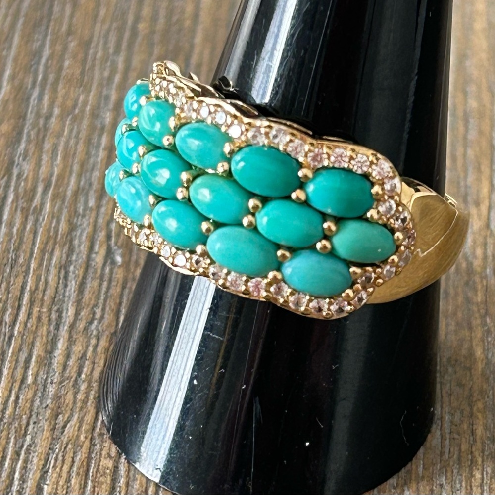 Sleepy beauty turquoise cabochon 14k Gold ring size 10 - Picture 6 of 16
